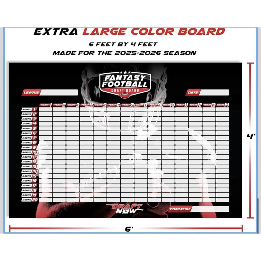 XL Fantasy Football Draft Board for the Football Season Kit